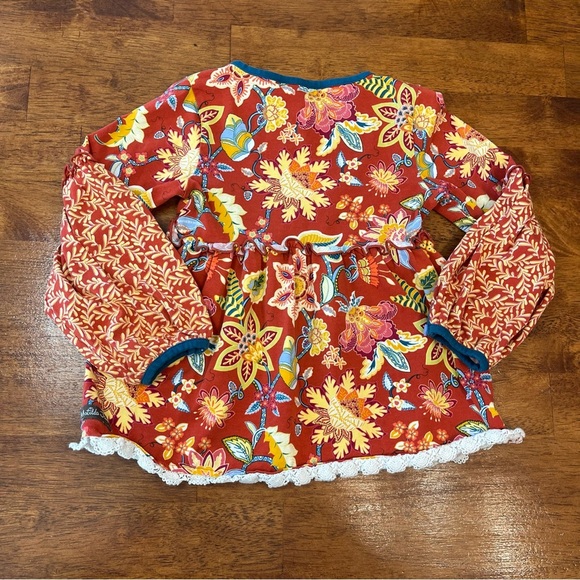 Beautiful Matilda Jane Rust yellow blue floral balloon sleeve size 6 - Picture 5 of 5